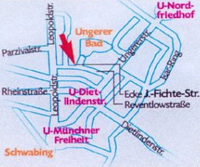 Anfahrt zum Malatelier in der Johann-Fichts-Str.